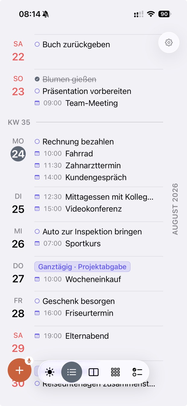 Tagesansicht als Agenda