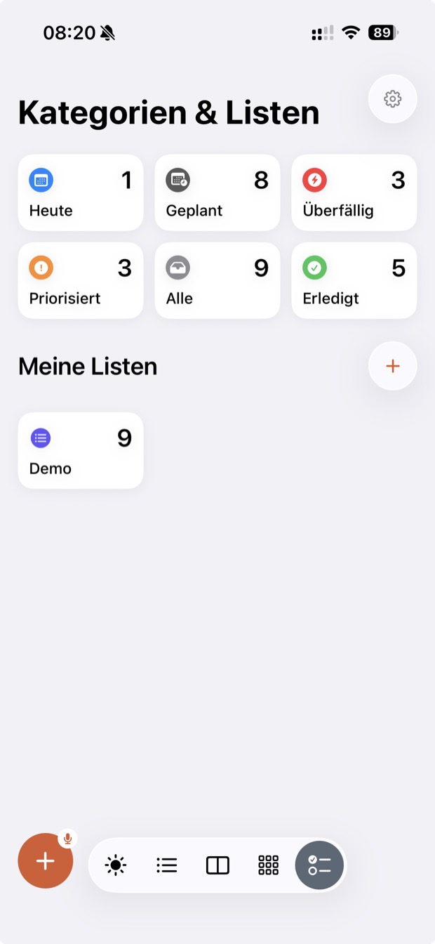 Kategorien und Erinnerungslisten
